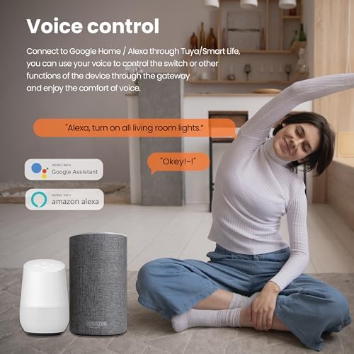 Tuya WiFi Smart Wall Touch Light Switch Glass Panel Wireless Remote Control by Smart-Life APP Anywhere Compatible with AI Alexa,Timing Function No Hub Required (1-2-3-4 Gang) (White, Four Gang) - Image 4