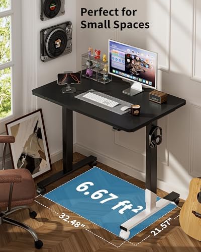 Okin Electric Standing Desk, 40 x 24 Inches Whole Piece Height Adjustable Desk, Black Sit to Stand Desks Computer Workstation with Wheels for Home Office - Image 5