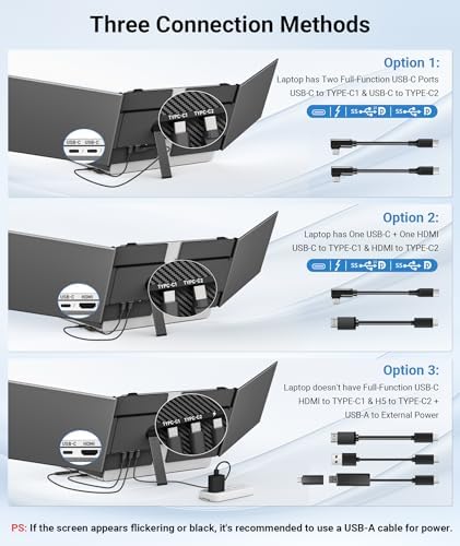 14" Triple Laptop Screen Extender, 2.2lb Ultra-Thin Portable Monitor - Image 5