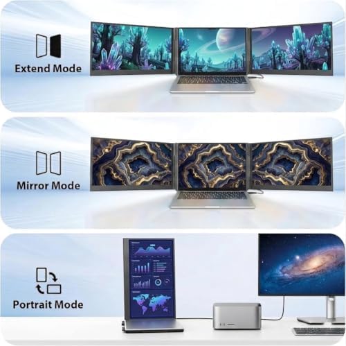 Leudaich One Cable Laptop Screen Extender, 15.6" FHD 1080P IPS Portable Monitor, Ultra-Slim Travel Dual Monitor Fits 13-17" Laptops, Triple Monitor Compatible with Mac/Windows(Driver Required) - Image 6