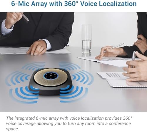 VTech VCS601-2 Bluetooth Conference Speakerphone - 360° Premium Voice Pickup with 6 Microphones, Smart NFC Connect, 24H Call Time with HD Audio, Reverse Charging USB C, Voice Assistant, Home Office - Image 4