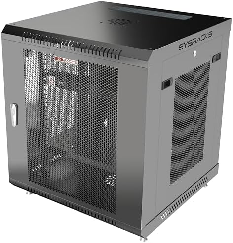 12U Wall Mount Server Rack Cabinet 24” Deep, 19” Network & AV Enclosure for Home Lab with Fan, PDU, 1 Shelf, Locking Mesh Door by SYSRACKS