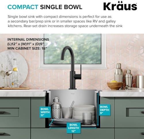 KRAUS Kore 15-Inch Drop In/Top Mount Workstation 16 Gauge Single Bowl Stainless Steel Bar Kitchen Sinks with Accessories - Image 6