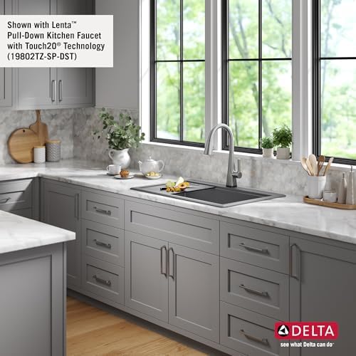DELTA FAUCET Everest 33-inch Granite Composite Workstation Kitchen Sink Drop-In Top Mount Single Bowl with WorkFlow Ledge and Accessories in Metallic Black, 75A933-33S-BL - Image 6