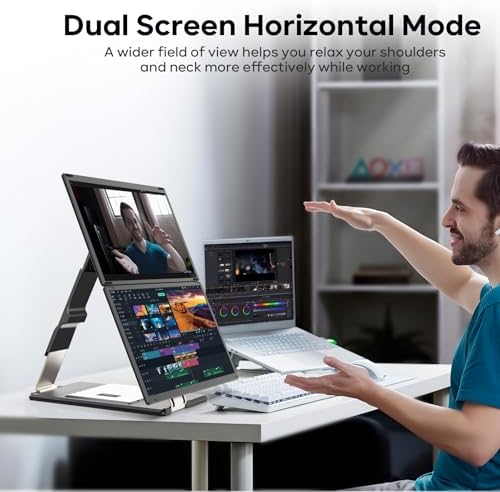 Laptop Screen Extender, 15.6'' 1080P FHD Laptop Monitor Extender with 235°Rotation Detachable Dual Monitor, Plug & Play, Triple Screen for 13"-17.3" Laptops Compatible with Mac/Wins/Android/Dex - Image 6