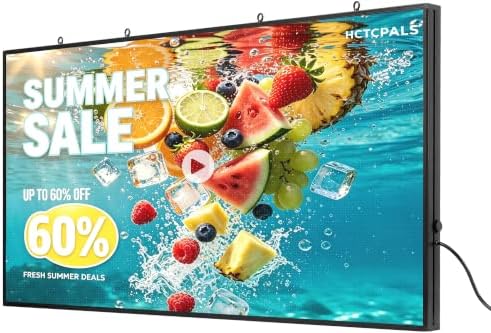 HCTCPALS P5 Outdoor LED Sign 65''x34'' Full-Color Programmable Digital Message Board High-Brightness IP65 Waterproof LED Display with WiFi & USB Control,Scrolling Message Board for Business Advertising-Text/Image/Video by Unknown