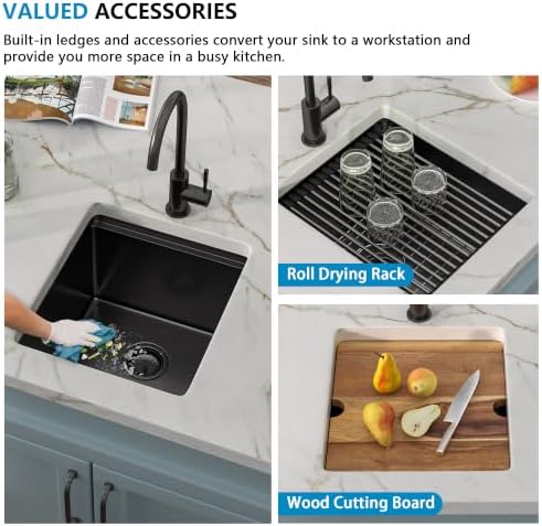 15"x17" Undermount Black Bar Prep Sink Workstation - Image 6
