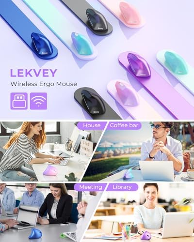 Lekvey Ergonomic Mouse, Rechargeable Wireless Vertical Mouse, Light Purple - Image 7