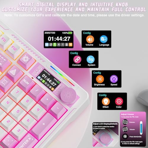 LINGBAO K98 PRO Anime Mechanical Wireless Gaming Keyboard with Screen Knob - Image 3