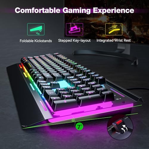 TECKNET Wired Gaming Keyboard, RGB Backlit Keyboard with Metal Panel Design - Image 2