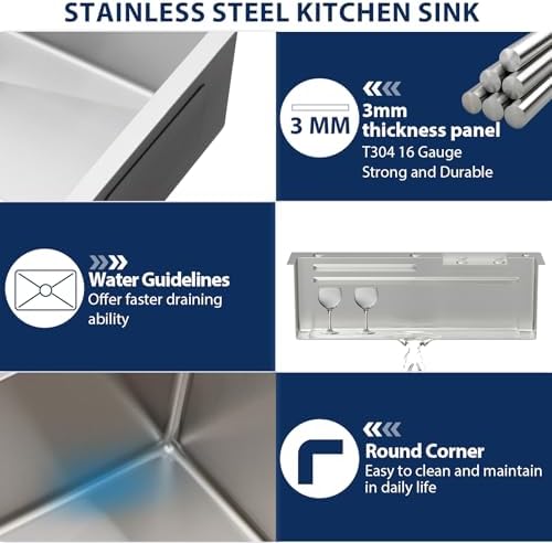 Lordear 30 Inch Waterfall Kitchen Sinks Drop In Stainless Steel - Image 6