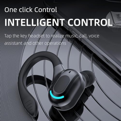 Wireless Headset Business Headphones,Waterproof Hanging Single Ear Earbuds,Mono Wireless Headset Noise Cancelling Sports Wireless Earpiece with Mic for Smart Phones (Black) - Image 5