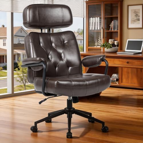 Mid Century Modern Home Office Desk Chair Comfy, Office Chair Big and Tall by Unknown