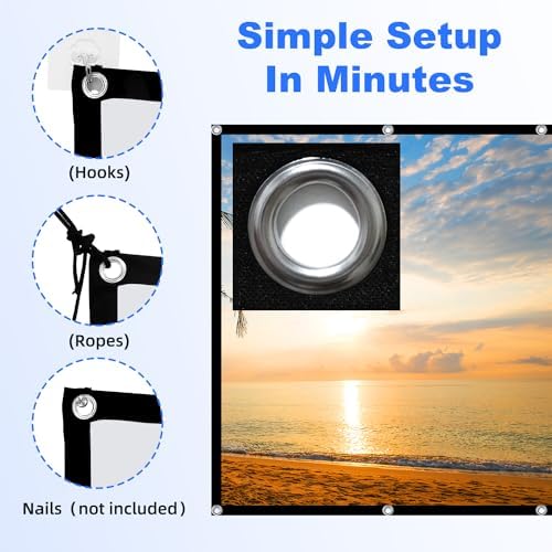 120 inch Projector Screen, DUYIKJ Foldable Washable Portable Rear Front Projector Screen 4K Indoor Outdoor 16:9 HD Projection Movies Screen for Backyard Home Theater Office - Image 4