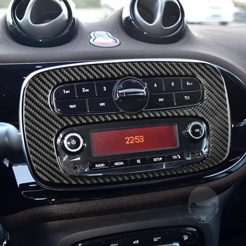 Car Central Console Radio CD Player Control Panel Decoration Sticker Real 3K Black Carbon Fiber Trim Compatible with Benz Smart 2016 2017 2018 2019 2020 2021 Auto Interior Accessories - Image 3