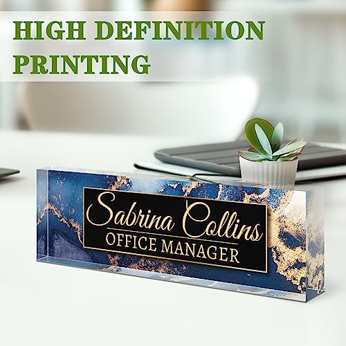 Name Plate for Desk, Desk Name Plate Personalized, Office Decor for Women Men, Acrylic Desktop Accessories, Office Appreciation Gifts for Boss Social Workers Nurse Teacher Employee (Blue Coast B) - Image 3