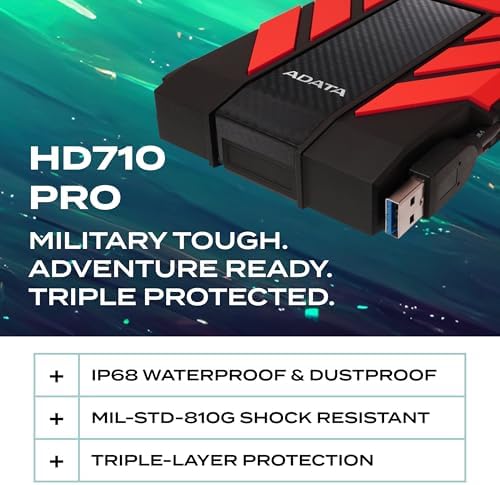ADATA HD710 Pro External Hard Drive, Red, 2TB - Image 2