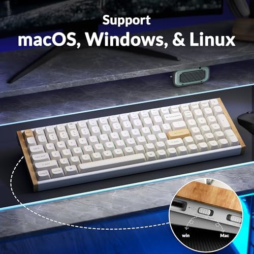 Keychron K4 HE 96% Wireless Hall Effect Keyboard with Number Pad, Rapid Trigger Magnetic Switches, QMK Launcher, 2.4GHz/Bluetooth/Wired, Mac & Windows, Wood Accent Frame, White (Non-Shine-Through) - Image 3