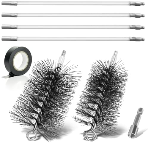 Drill-Powered Chimney Brush & Tube Cleaning Brush Kit by Pokshow