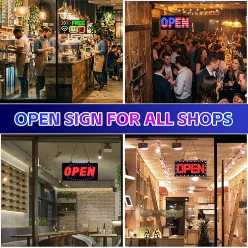 RAYHOME Dual Row Programmable LED Sign, 13"x8" Colorful Bright Advertising Open Signs for Business, Electric Scrolling LED Display with Remote for Business Store Bar Hotel - Image 7