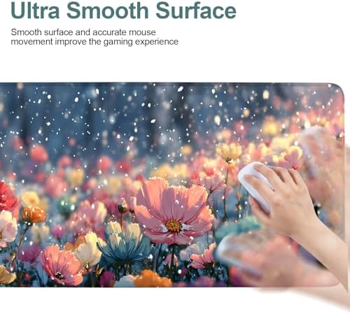 Spring Flowers Gaming Mouse Pad 31.5"x11.8" Large Extended Pad Desk Mat Anti-Slip Rubber Base & Durable Stitched Edges for Gamers Smooth Mouse Pad Writing Surface for Desk Office/Home - Image 6