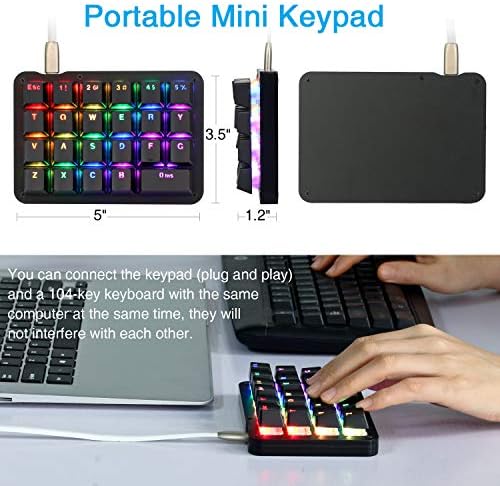 Koolertron 23-Key One-Handed Macro Mechanical Keyboard,RGB LED Backlit - Image 3