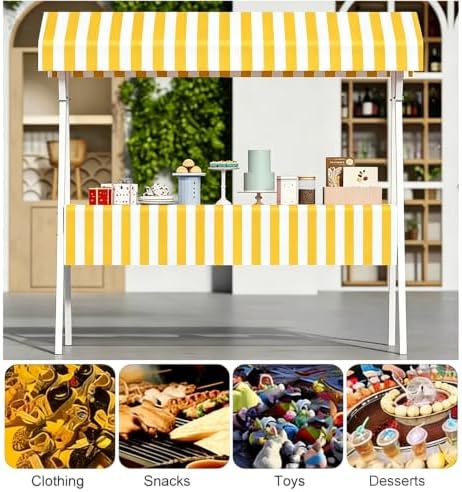 Outdoor Vendor Cart with Canopy, Orange Farmers Market Stand - Image 6