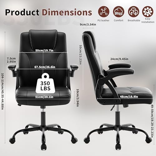 Fizzin Leather Office Chair, Computer Chair with Ergonomic Back Support - Image 2