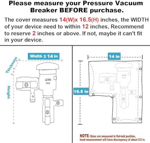 Insulated Pouch - Backflow Preventer Insulation Cover for Winter Freeze Protection, Pressure Vacuum Breaker Cover Black, 14” W x 16.5”H - Measure Before Purchase - Image 2
