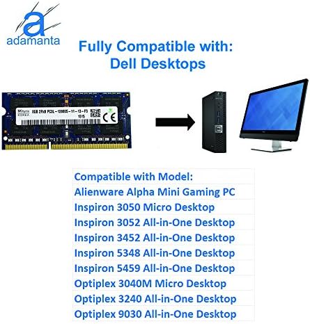 Factory Original 16GB (2x8GB) Compatible for Dell Alienware Inspiron Latitude Optiplex Precision Vostro DDR3L 1600Mhz PC3L-12800 SODIMM 2Rx8 CL11 1.35v Laptop Memory Upgrade RAM SNPN2M64C/8G Adamanta - Image 3