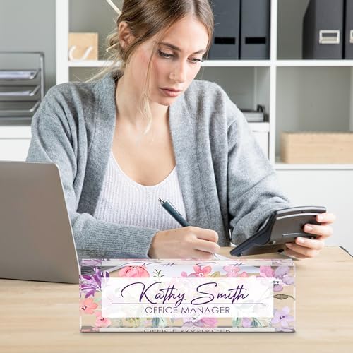 Personalized Name Plate for Desk, Custom Desk Name Plate, Acrylic Name Plate Office Desk Accessories, Personalized Office Gifts for Coworkers Teachers, Employee Appreciation Gifts (A-WaterColor3) - Image 6