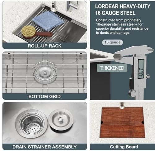 Lordear 23" x 19" x 13" Undermount Kitchen Sink - Image 6