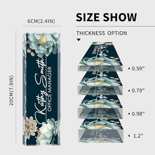 Personalized Name Plate for Desk, Custom Desk Name Plate, Acrylic Name Plate Office Desk Accessories, Personalized Office Gifts for Coworkers Teachers, Employee Appreciation Gifts (B-White Flower) - Image 5