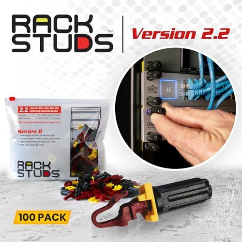 Rackstuds R100 Series II - Server Rack Screws 100 Pack | Cage Nut Replacement | Red 2.22mm/0.086" | A Faster, Easier Solution for Rack mounting Gear in 19" Racks with Square Punched Vertical Rails - Image 5