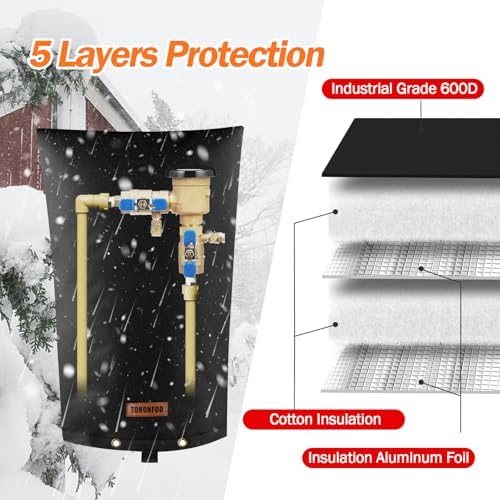 TOHONFOO Backflow Preventer Cover, Pipe Freeze Insulation, 16"Wx34"H, Black - Image 5