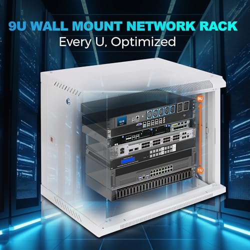 9U Rack, 17.7" Depth Wall Mount Rack Network Cabinet for Office - Image 3