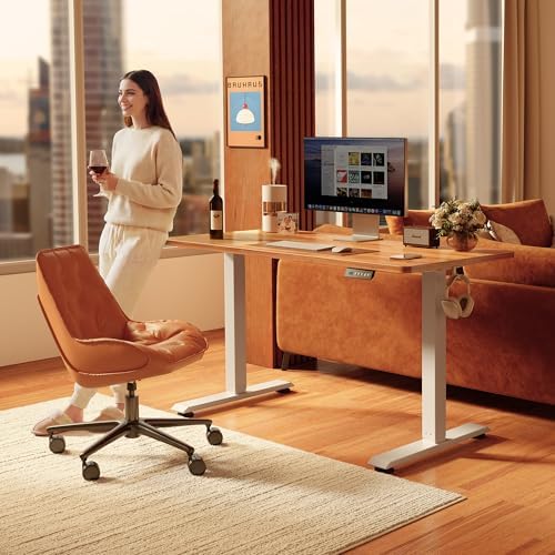 FEZIBO Standing Desk 55 × 24 Inch Electric Height Adjustable, Light Rustic - Image 2