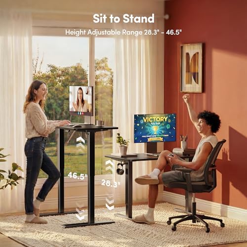 FEZIBO 32" Small Electric Standing Desk Height Adjustable Desk, Black - Image 5