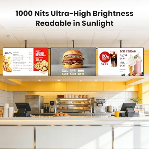 43 Inch Digital Signage Display, 4K UHD 1000 Nits Advertising Screen, Android 14.0 Wall Mount Digital Menu Board for Restaurants, Smart tv signage with 4GB RAM 64GB Storage, Smart Split Screen - Image 5