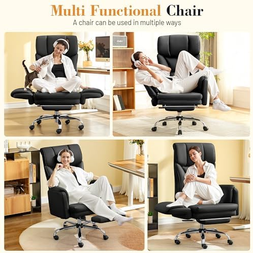 FelixKing Office Chair, Flip Armrests for Pets Criss Cross Legged, Black - Image 3