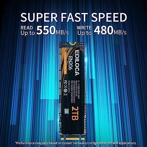 Ediloca EN206 2TB SSD M.2 SATA 3D NAND TLC, M.2 2280 SATA III 6Gb/s SSD Internal Hard Drive, Read/Write Speed up to 550/480 MB/s, Compatible with Ultrabooks, Tablet Computers and Mini PCs - Image 2