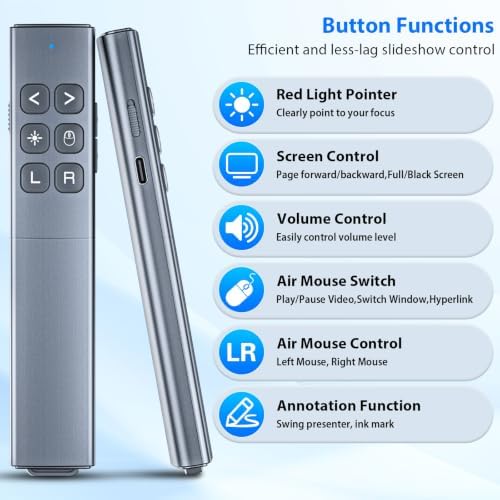 Presentation Clicker with Air Mouse, RF 2.4GHz PowerPoint Clicker for PPT - Image 2