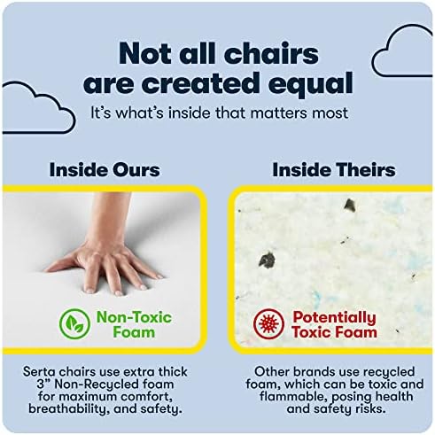 Serta Executive Office Chair Lumbar Support, Padded Arms Microfiber Chair - Image 5
