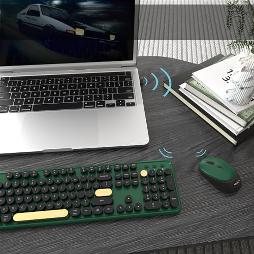 Colorful Wireless Computer Keyboards Mouse Combos (Green-Black) - Image 2