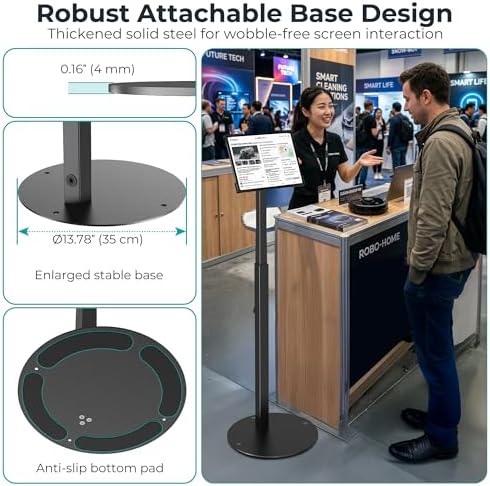 Anti-Theft iPad Kiosk Stand, Adjustable Tablet Floor Stand for POS Checkout - Image 6