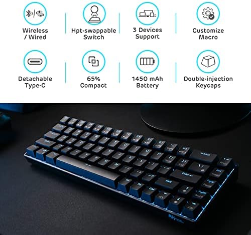 RK ROYAL KLUDGE RK68 Wireless Hot Swappable 65% Mechanical Keyboard Gaming - Image 2