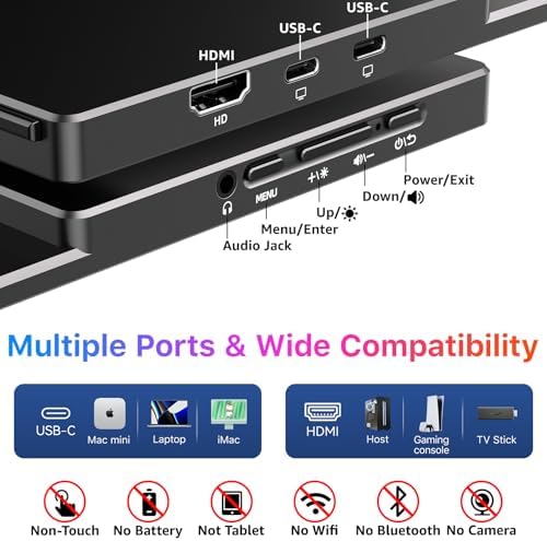 kksmart Portable Monitor for Laptop MacBook Surface PC Xbox PS5, Travel Monitor Second Screen for Laptop, HDMI USB-C VESA Compatible Built-in Speaker, 17.3 - Image 6