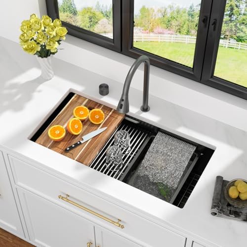 Kichae 33 x 17 Undermount Kitchen Sink Stainless Steel 16 Gauge Workstation by Kichae