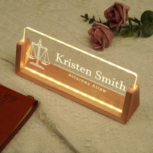 Custom Name Plate for Desk, Personalized Light Up Acrylic Desk Name Plate, Personalized Office Gifts for Lawyer Coworkers, Employee Appreciation GIfts, Office Decor for Women Men (Design12-Lawyer) - Image 3