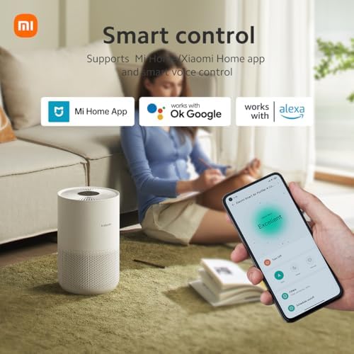 Xiaomi Mi Air Purifier 4 Compact, True HEPA H13 3-Stage Filter System Removes 99.97% of Pollutants as small as 0.3 microns, Smart Home Integration, Whisper Quiet, Just 0.9KW/day, OLED Touch Display - Image 4